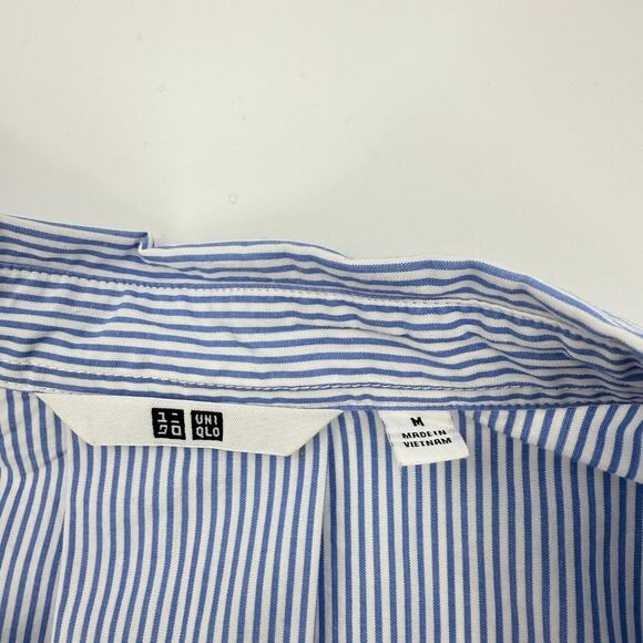 UNIQLO Womens Preppy Striped Cotton Button Up Shirt Size M Long Sleeve Career - Picture 5 of 8